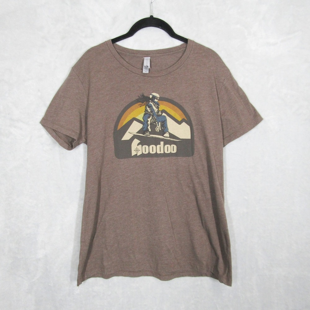 Next Level Apparel Hoodoo Snowboarder Graphic T-Shirt Women's XXL (Large) Brown